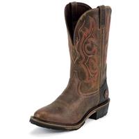 Men's Justin 11-inch Hybred Waterproof Pull-on Western Boots, Rugged Tan