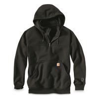 Carhartt Men's Rain Defender Paxton Heavyweight Hooded Zip Mock Sweatshirt, Black