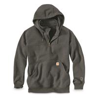 Carhartt Men's Rain Defender Paxton Heavyweight Hooded Zip Mock Sweatshirt, Carbon Heather