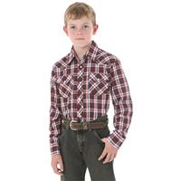 UPC 760609558028 product image for Wrangler Boys Long-sleeved Dress Western Plaid Shirt, Red Plaid | upcitemdb.com