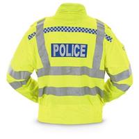 Reflective police logo on chest, arms and back