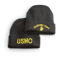 Military Style Embroidered Knit Caps, 2 Pack