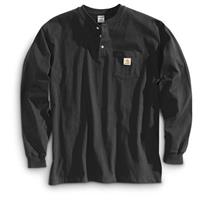 Carhartt Men's Pocket Long-Sleeve Henley Shirt, Black