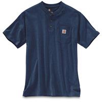 Carhartt Men's Workwear Pocket Short Sleeve Henley Shirt, Cobalt Blue