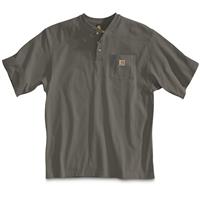 Carhartt Men's Workwear Pocket Short Sleeve Henley Shirt, Carbon Heather