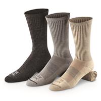 Guide Gear Lightweight Lifetime Socks with NanoGlide, 3 Pairs, Black/gray/oatmeal