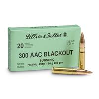Sellier & Bellot, Subsonic .300 Blackout, FMJ, 200 Grain, 20 Rounds