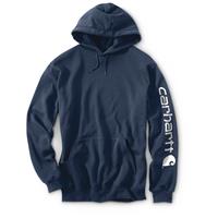 Carhartt Men's Signature Sleeve Logo Midweight Hooded Sweatshirt, New Navy