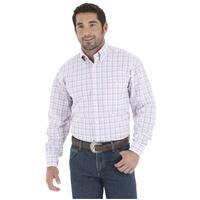 UPC 040326378483 product image for Wrangler Tough Enough to Wear Pink Men's Long Sleeve Poplin Plaid Shirt | upcitemdb.com