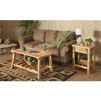 Made from pine logs with a natural weathered look
