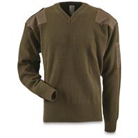 Pullover Commando Wolle oliv V-Ausschnitt S-XL NEU Ital 