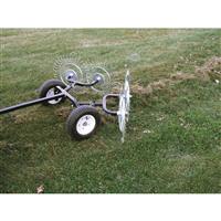 Turn loose leaves and grass into neat rows for fast and easy pick up