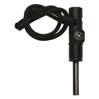 Handy firestarter with compass and whistle