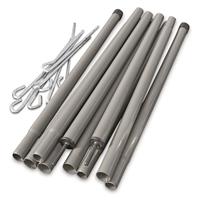 2 steel poles and 8 steel stakes