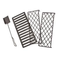 Includes ash scoop, grate and 2 racks