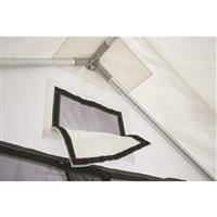Rear window with mesh and rain flap