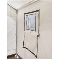 Side windows with mesh and rain flap