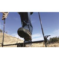 Quickstand easily stakes into the ground with one foot
