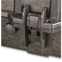 Integrated padlock tabs for adding your own lock (lock not included)