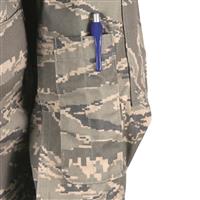 Two-channel pen pocket on left forearm