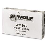 Wolf Gold M193, 5.56x45mm NATO, FMJ, 55 Grain, 260 Rounds