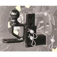 Adjustable hitch also includes an integrated tow loop