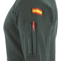 Pen pocket and Spanish flag on left arm