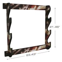 3-gun Rack measures 23.43inl. x 3.78inw. x 21.46inh.