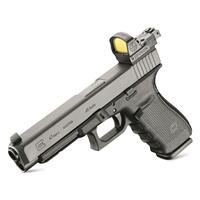 Left front view mounted to handgun with detachable Rear Iron Sight (not included) shown