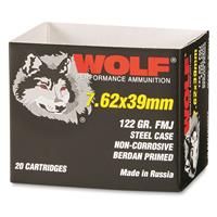 Wolf, 7.62x39mm, FMJ, 122 Grain, 240 Rounds