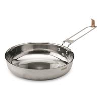 18/8 stainless steel with aluminum-clad bottom for even heating