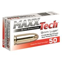 MAXXTech, 9MM, FMJ, 115 Grain, 50 Rounds