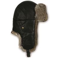 Mad Bomber Leather Rabbit Fur Hat 