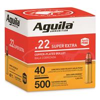 Aguila Super Extra High Velocity, .22LR, CPSP, 40 Grains, 500 Rounds