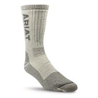 Ariat Midweight Merino Wool Blend Crew Socks, Gray