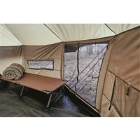 Mesh side panels with awnings