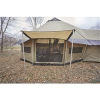 2 side awnings are 4'w. x 3'h. each