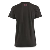 Under Armour Women's Fish Hook Logo Shirt, Black/pink Edge