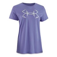 Under Armour Women's Fish Hook Logo Shirt, Baja Blue/halo Gray