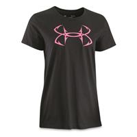 Under Armour Women's Fish Hook Logo Shirt, Black/pink Edge