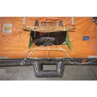 2 doors with strap hand-holds for easy exit and entry