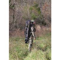 Folds up and carries like a backpack with padded shoulder straps