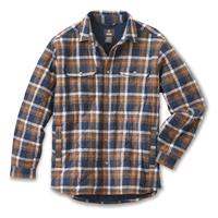 Guide Gear Men's Quilted Flannel Camp Shirt Jacket, Indigo/gold Plaid