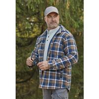 Guide Gear Men's Quilted Flannel Camp Shirt Jacket, Indigo/gold Plaid