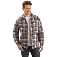 Guide Gear Men's Quilted Flannel Camp Shirt Jacket, Indigo/gold Plaid