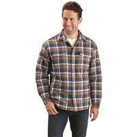 Guide Gear Men's Quilted Flannel Camp Shirt Jacket, Indigo/gold Plaid