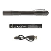 Includes rechargeable battery and charging cable