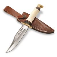 SZCO 11.25" Bowie Hunter Knife, Bone Handle