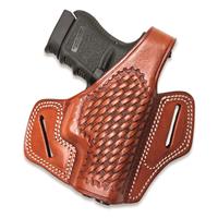 Cebeci Arms Leather Basketweave BeltSlide OWB Pancake Holster SW J Frame 2 Revolvers Right Hand