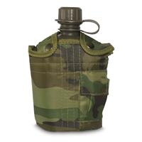 Mil-Tec Plastic Canteen With Woodland Camo Cover